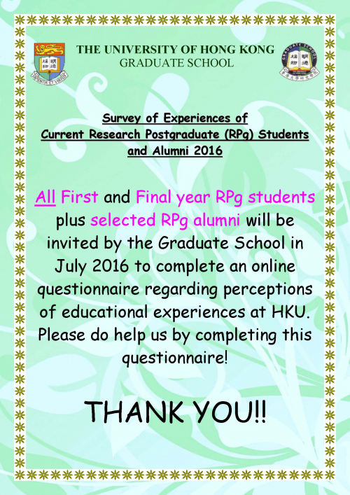 Survey of Experiences of Current Research Postgraduate (RPg) Students and Alumni 2016